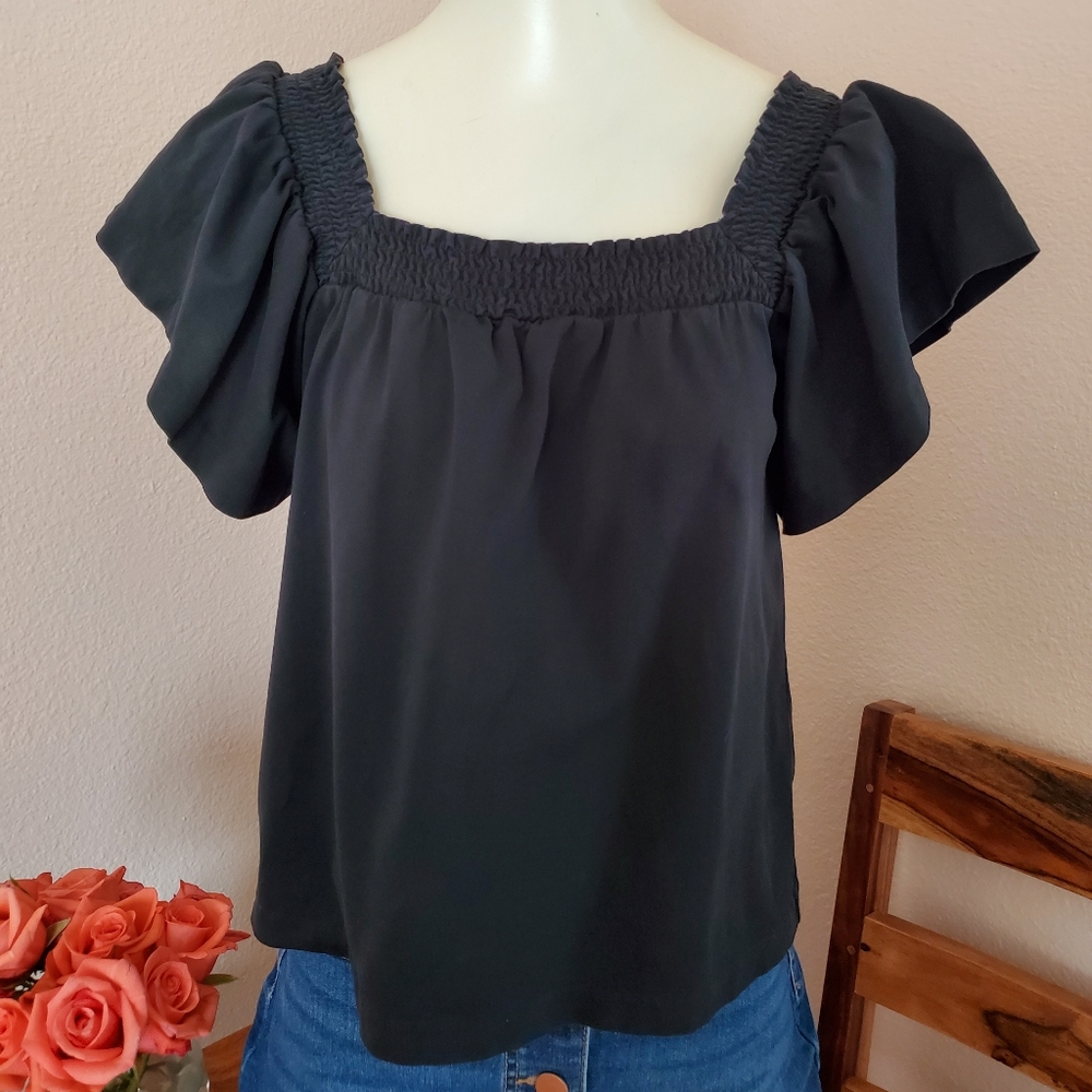 J Crew Square Neck Cotton Blouse SzS